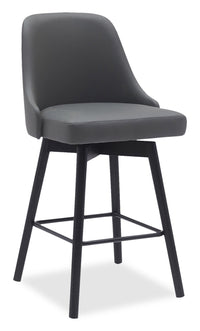  Tabouret Nash de hauteur comptoir en tissu de cuir végétalien et en métal avec siège pivotant - anthracite
