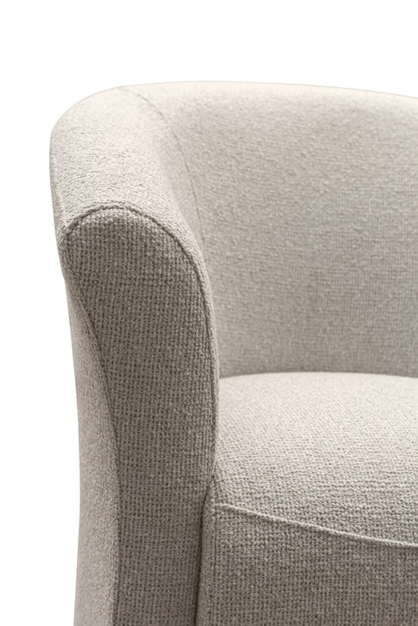 Fauteuil d’appoint Ethan de style gondole de 31 po en tissu d’apparence lin avec pattes en bois - lin 