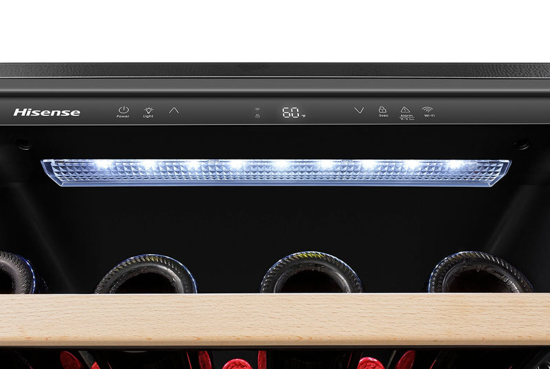 Refroidisseur à vin Hisense de 5,4 pi3 pour 54 bouteilles avec Wi-Fi et porte réversible - acier inoxydable - HWS054N6SS