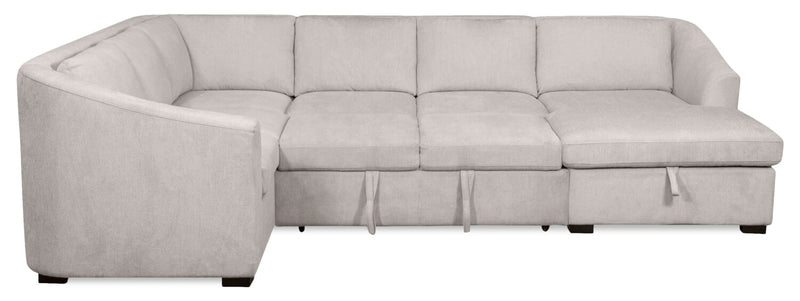 Sofa-lit sectionnel de droite Envy 3 pièces en tissu de chenille avec fauteuil long de rangement - gris brouillard