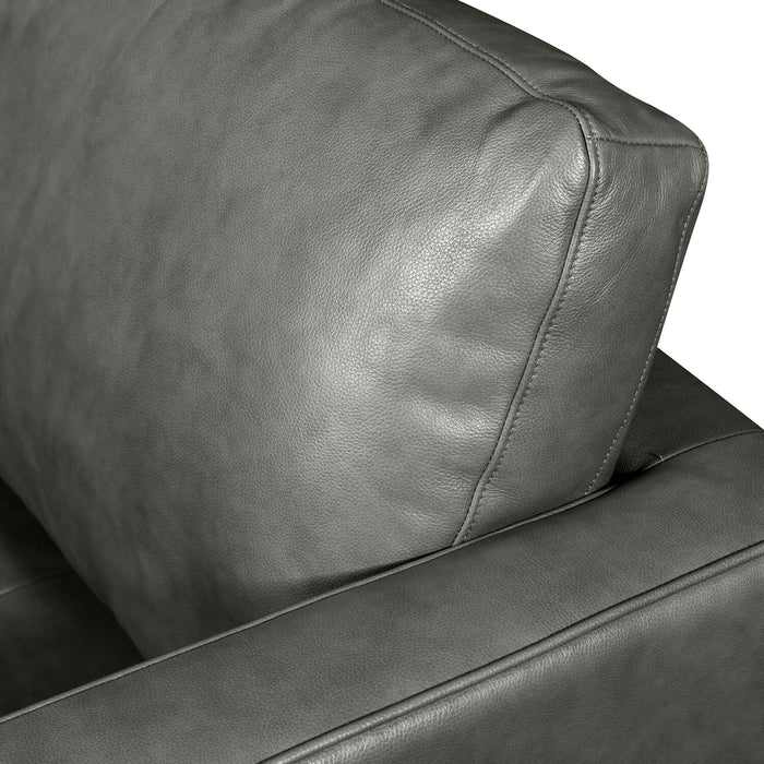 Sofa sectionnel de droite Edge 2 pièces en cuir véritable avec pattes en bois et coussins de dossier amovibles - gris