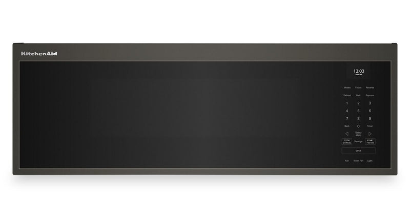 Four à micro-ondes à hotte intégrée intelligent à profil bas KitchenAid de 1,1 pi3 - minerai noir -  YKMML550RBE