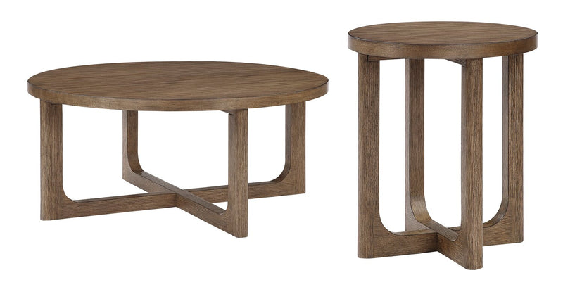 Table à café ronde Maxwell de 42 po - noyer brun clair