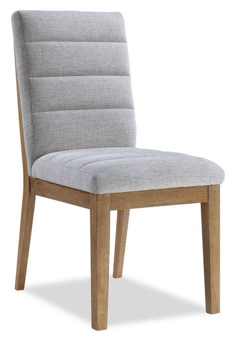 Ensemble de salle à manger Lotus 5 pièces en bois avec table de 82 po (L) et 4 chaises en tissu - naturel et gris