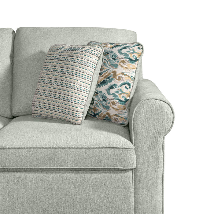 Sofa-lit sectionnel enveloppant de gauche Haven de Scott Living 3 pièces en tissu de chenille - bleu écume de mer 
