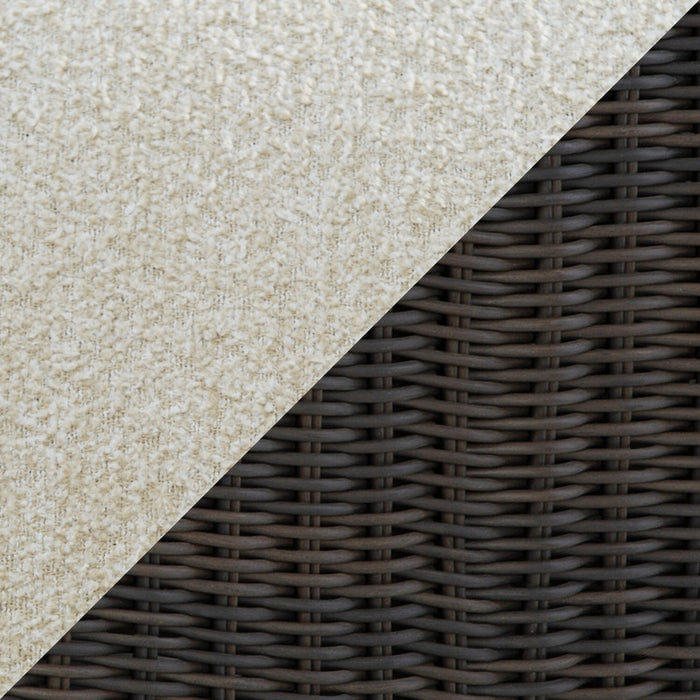 Fauteuil sans accoudoirs Halifax pour la terrasse à l’extérieur - osier en résine, tissu Nuvella - brun et beige