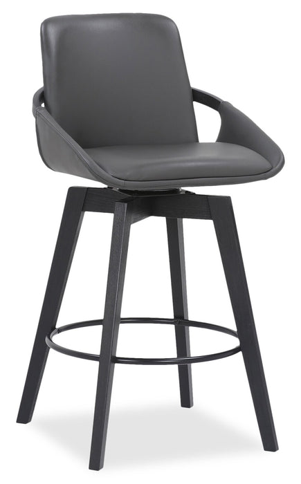 Tabouret Apex de hauteur comptoir en tissu de cuir végétalien et en métal avec siège pivotant - gris