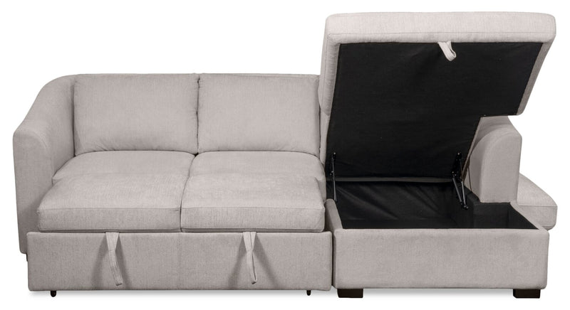 Sofa-lit sectionnel de droite Envy 2 pièces en tissu de chenille avec fauteuil long de rangement - gris brouillard