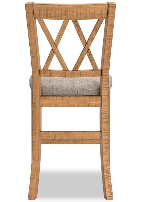 Chaise de salle à manger Archer de hauteur comptoir avec siège en tissu et dossier entrecroisé - brun clair