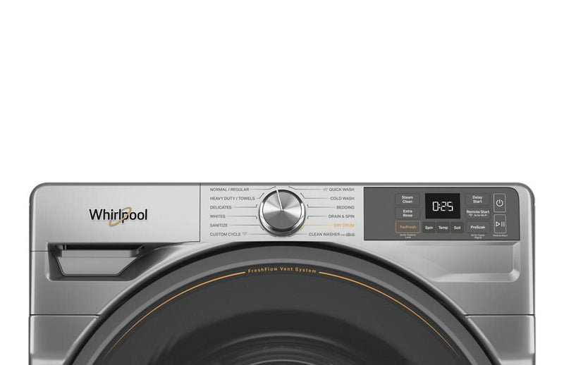 Laveuse intelligente Whirlpool à chargement frontal de 5,2 pi³ avec système de ventilation FreshFlowMC - argenté radieux - WFW5720RR