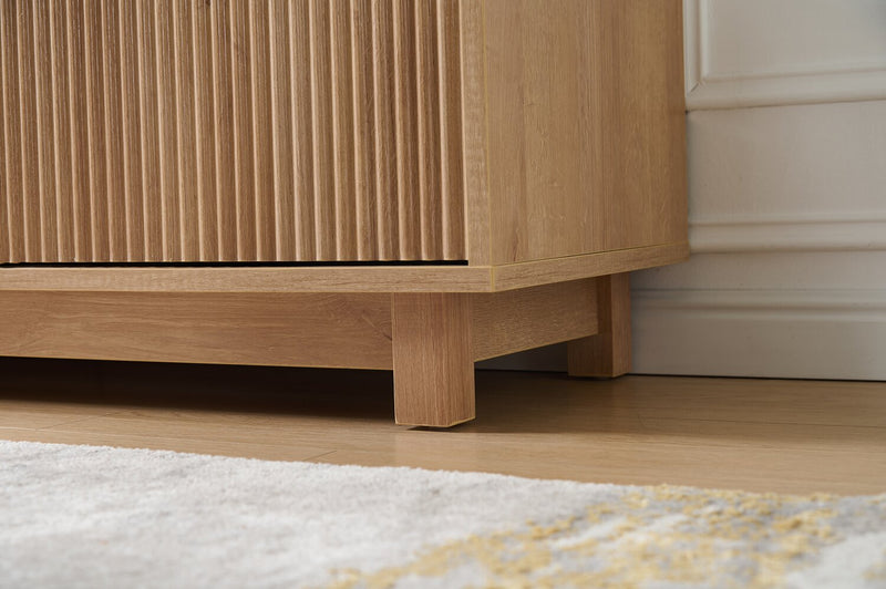 Meuble pour téléviseur moderne Sylvie de 70 po avec rangement pour téléviseurs de jusqu’à 70 po - chêne naturel