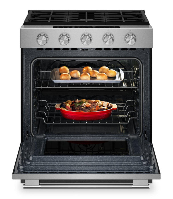 Cuisinière à gaz encastrée KitchenAid de 5,0 pi³ et de 30 po avec modes par convection - acier inoxydable résistant aux traces de doigts - KSGS530SPS