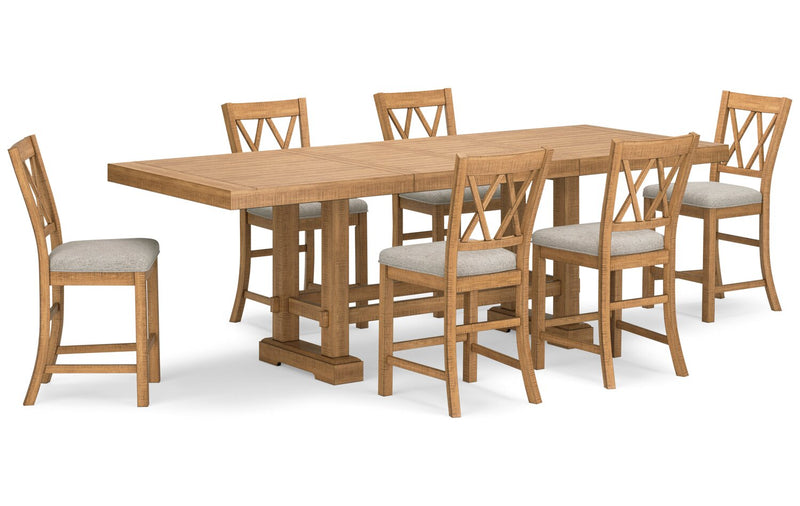 Table de salle à manger Archer de hauteur comptoir avec rallonge, 72 po à 108 po (L) - brun clair