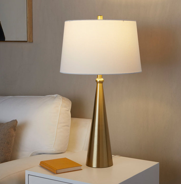 Lampe de table Alison de 30 po en métal avec lin blanc - doré