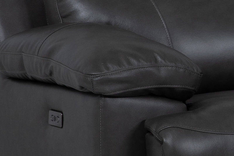 Sofa sectionnel à inclinaison électrique Sorrento 6 pièces en cuir véritable avec console de rangement et port USB - gris anthracite