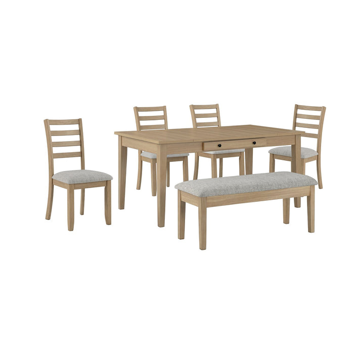 Table salle à manger Cove de 66 po (L) en mélamine avec tiroirs de rangement - naturelle et grise