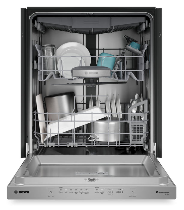 Lave-vaisselle intelligent Bosch de série 800 de 24 po avec 3e panier - acier inoxydable résistant aux traces de doigts - SHP78DM5N