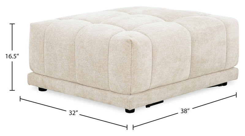 Pouf modulaire Oaklyn Kort & Co. de 38 po en tissu avec coussin de siège capitonné - beige
