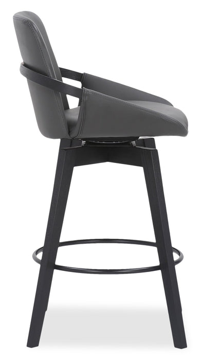 Tabouret Apex de hauteur comptoir en tissu de cuir végétalien et en métal avec siège pivotant - gris