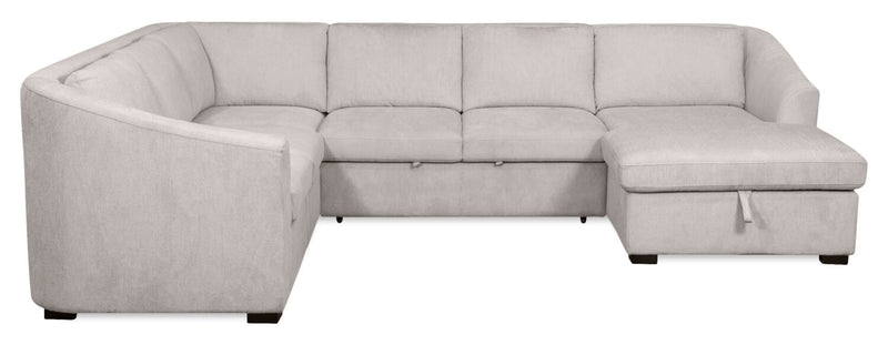  Sofa-lit sectionnel de droite Envy 5 pièces en tissu de chenille avec fauteuil long de rangement - gris brouillard