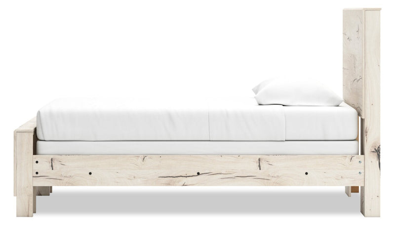 Lit à panneaux Derekson pour enfants avec tête de lit et cadre de lit, blanc rustique - format lit simple