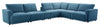 Sofa sectionnel modulaire Voyage 7 pièces en tissu avec console et coussins de dossier amovibles - bleu