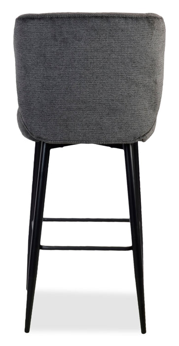 Tabouret Sara de hauteur comptoir de 26 po (H) en tissu d’apparence velours et en métal - gris