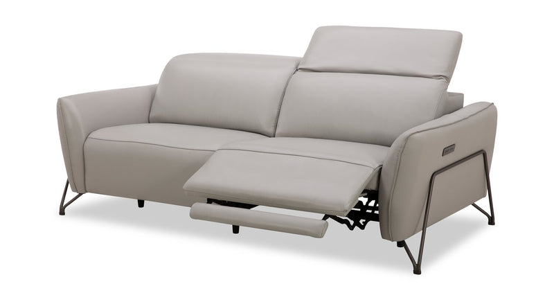 Sofa à inclinaison électrique Riviera en cuir véritable de qualité supérieure - gris clair