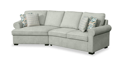 Scott Living Haven 2-Piece Left-Facing Chenille Fabric Cuddler Sectional - Seafoam Blue | Sofa sectionnel enveloppant de gauche Haven de Scott Living 2 pièces en tissu de chenille - bleu écume de mer