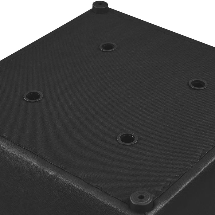 Pouf de rangement carré Manitoba de 18 po en similicuir - noir