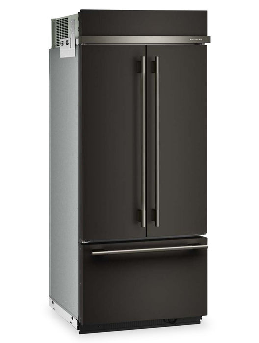 Réfrigérateur KitchenAid de 20,8 pi3 et de 36 po à portes françaises à congélateur inférieur - minerai noir - KBFN536SBE