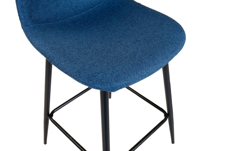 Tabouret Jax de hauteur comptoir de 26 po (H) en tissu de polyester et en métal - bleu