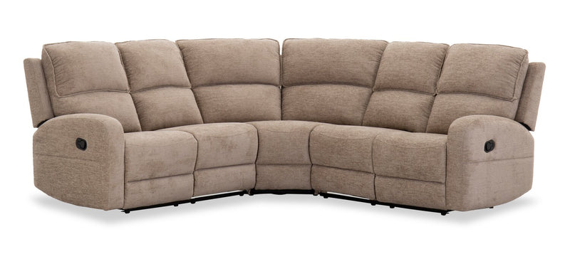 Sofa sectionnel à inclinaison manuelle Bodie 3 pièces de 111,02 po en tissu de chenille - beige  