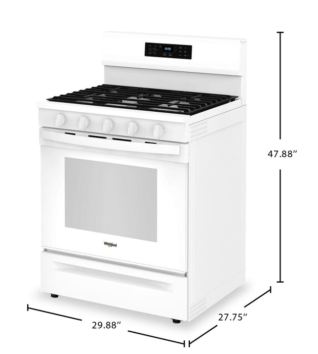 Cuisinière à gaz Whirlpool de 5 pi³ avec friture à air et autonettoyage - blanche - WFGS5030RW