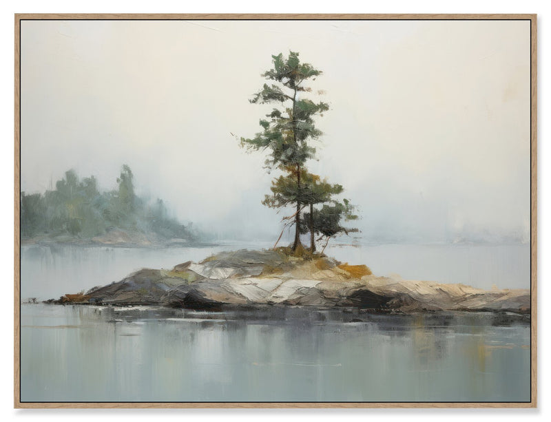 Peinture acrylique encadrée « Silent Lake » - 37 po x 49 po