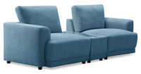 Sofa sectionnel modulaire Voyage 3 pièces en tissu avec console et coussins de dossier amovibles - bleu