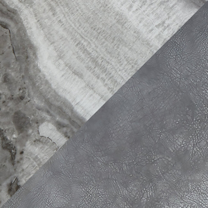 Ensemble de salle à manger Ezra 5 pièces avec table qui s’allonge de 63 po à 79 po (L) et 4 chaises - imitation de marbre blanc et gris