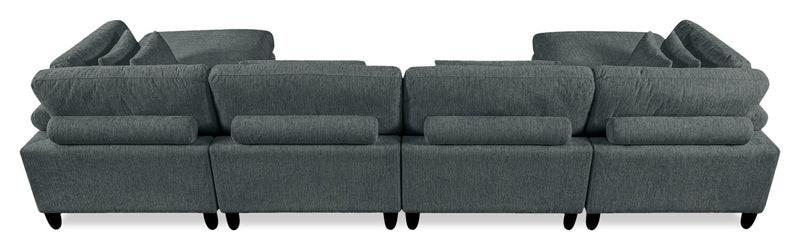Sofa sectionnel modulaire sans accoudoirs Lounge 6 pièces en chenille - gris
