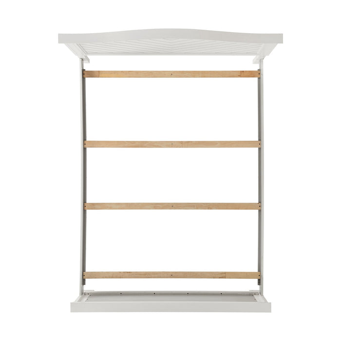 Lit à panneaux Ella blanc avec tête de lit, cadre et motif de chevrons - format grand lit