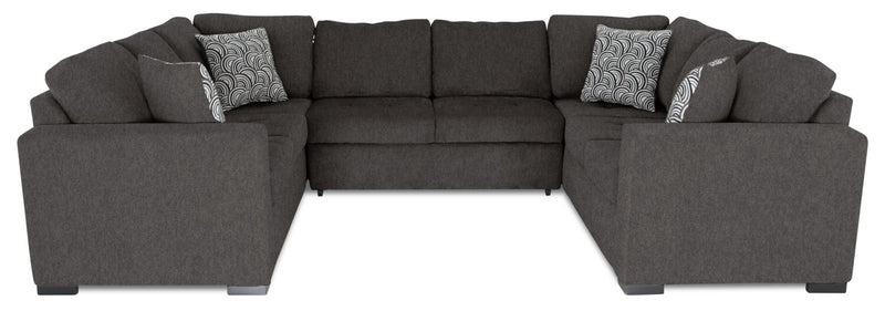Sofa-lit sectionnel Legend 3 pièces fabriqué au Canada en tissu de chenille - brun étain