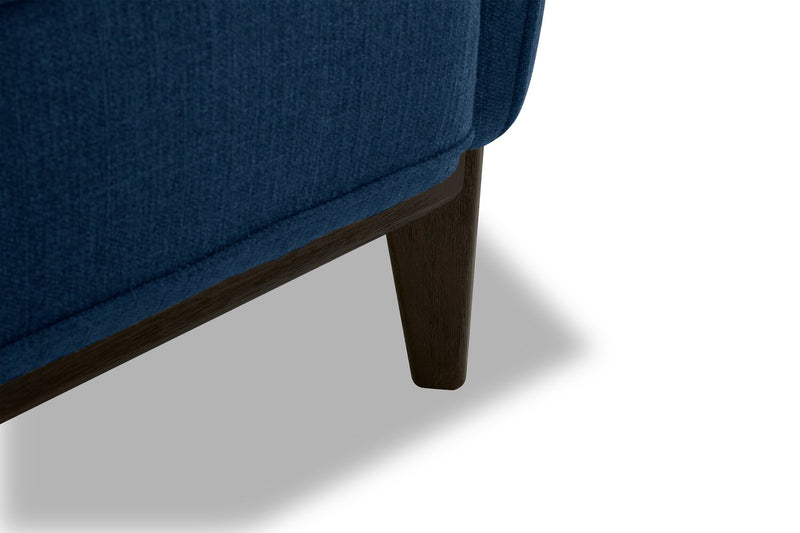 Sofa Gena de Cindy Crawford Home de 78,7 po de format condo en tissu d’apparence lin avec coussins de dossier amovibles - bleu minuit