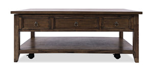 Table à café Branson de 48 po avec dessus relevable, rangement et roulettes - brun foncé