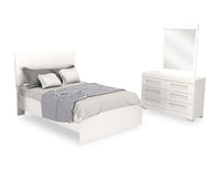  Ensemble de chambre à coucher Riley 5 pièces avec lit à panneaux, commode et miroir, fabriqué au Canada, blanc - format lit double