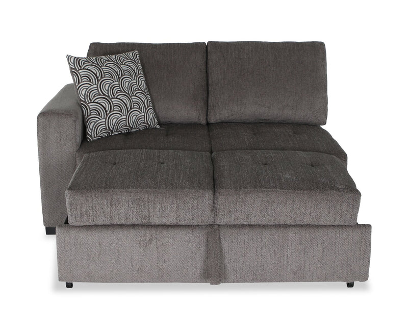 Sofa-lit sectionnel enveloppant de droite Legend 2 pièces fabriqué au Canada en tissu de chenille - brun étain