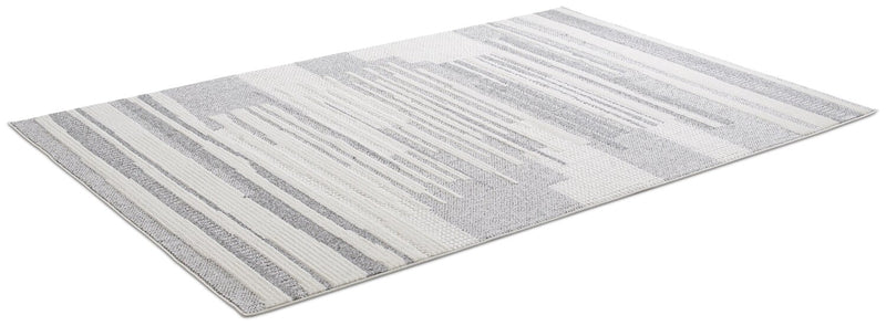 Carpette Rhodes grise à motif à carreaux - 6 pi 7 po x 9 pi 6 po