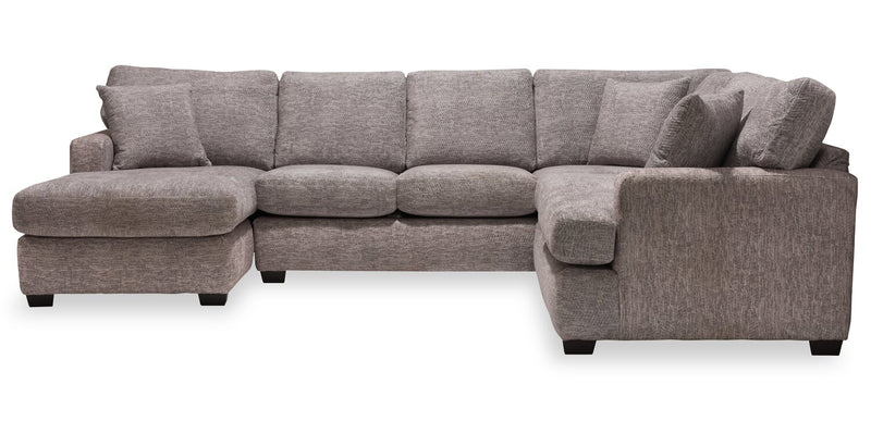 Sofa sectionnel de gauche Luxe 3 pièces fabriqué au Canada en tissu avec coussins amovibles - gris colombe Zaftig