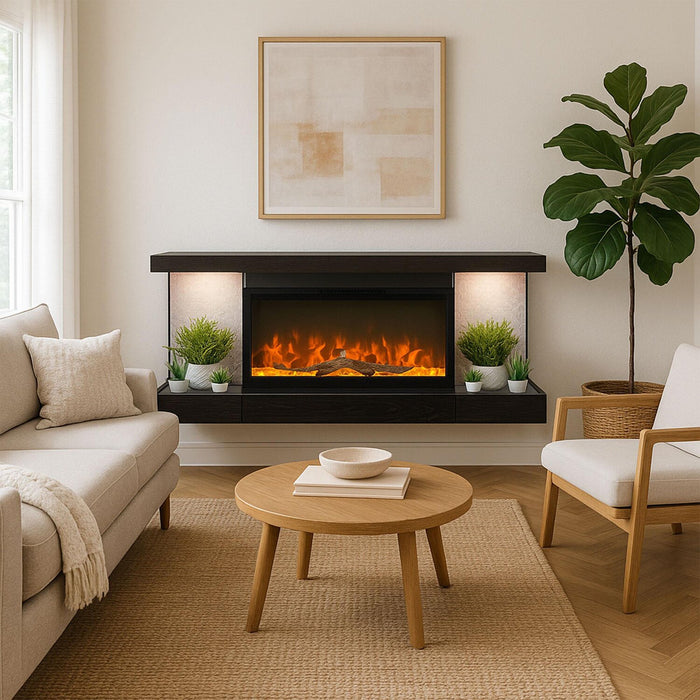 Foyer électrique Summit de 48 po avec manteau mural - brun 