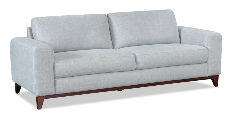 Sofa River de 87 po en tissu d’apparence lin avec base et pattes en bois - gris