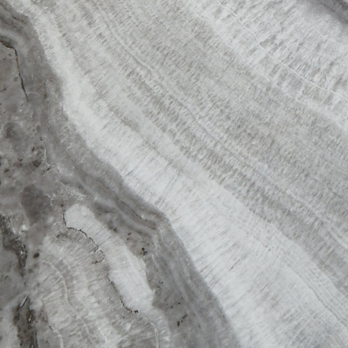 Table de salle à manger Ezra de 63 po à 79 po (L) avec rallonge papillon se rangeant, en métal, en verre et en imitation de marbre - blanche