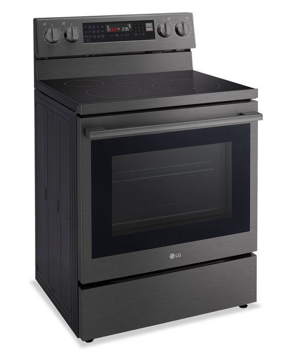 Cuisinière intelligente électrique LG de 6,3 pi³ avec friture à air - acier inoxydable noir - LREN6325ZE
